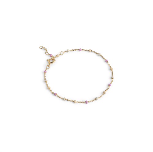 Enamel, Lola Armbånd med emalje perler, Lyserød/Creme, Forgyldt